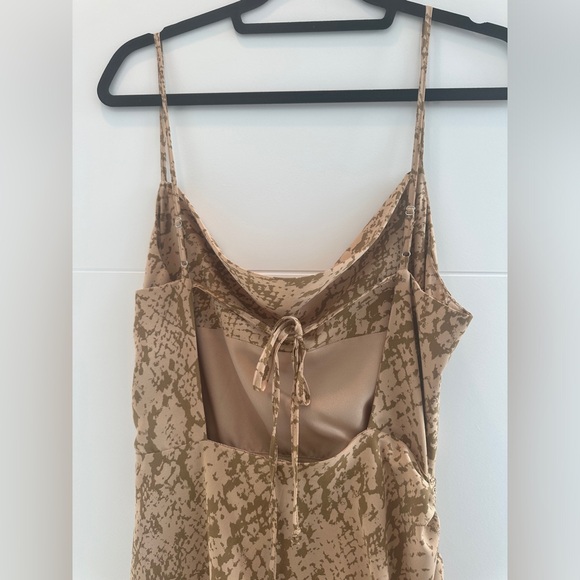 Forever 21 tan beige Snake Print Ruched Midi Dress with Spaghetti Straps Fall M - Picture 13 of 15
